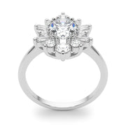 Statement Fashion Ring Oval Diamond Engagement Ring in 10K/14K gold and platinum with certified lab-grown or natural diamonds