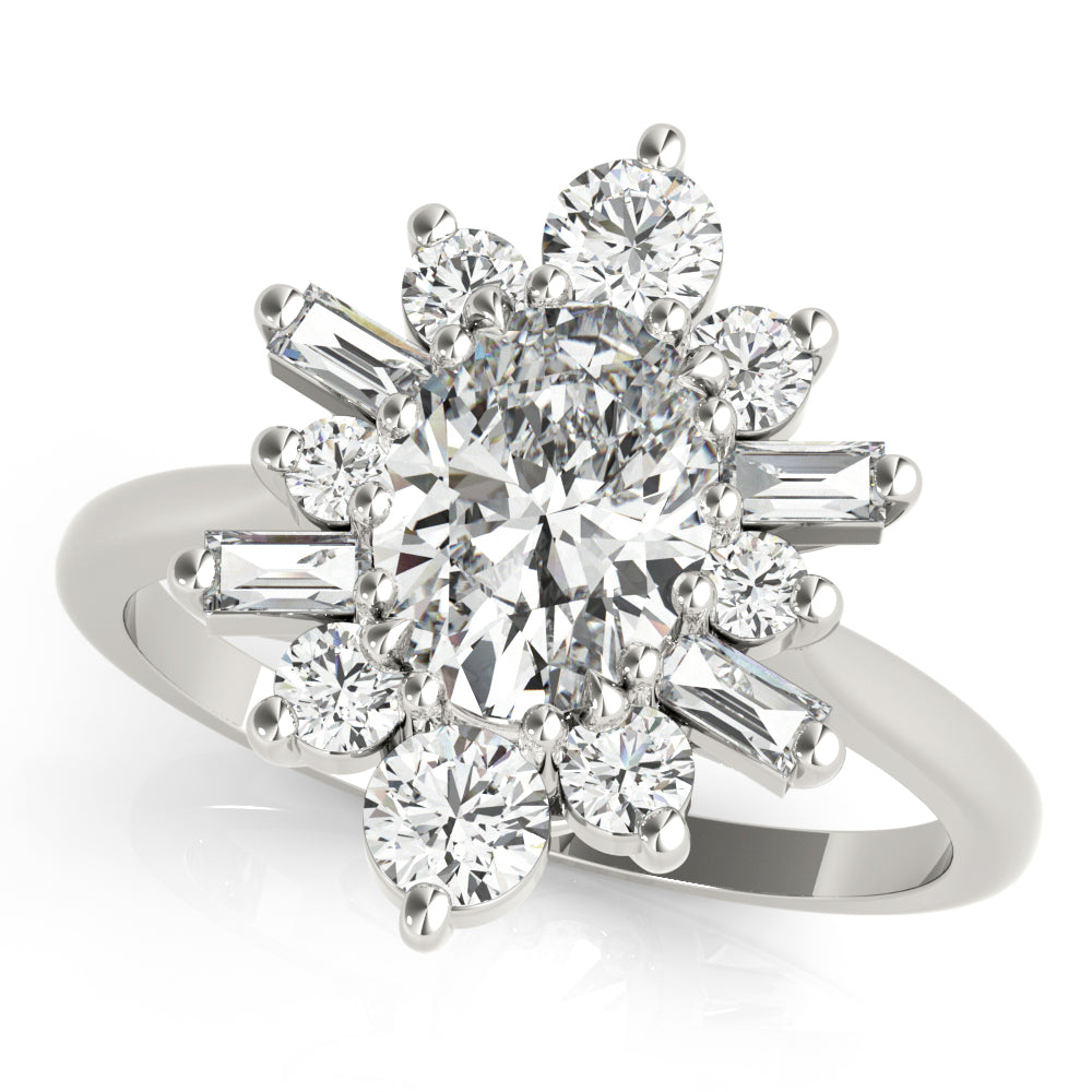 Statement Fashion Ring Oval Diamond Engagement Ring in 10K/14K gold and platinum with certified lab-grown or natural diamonds