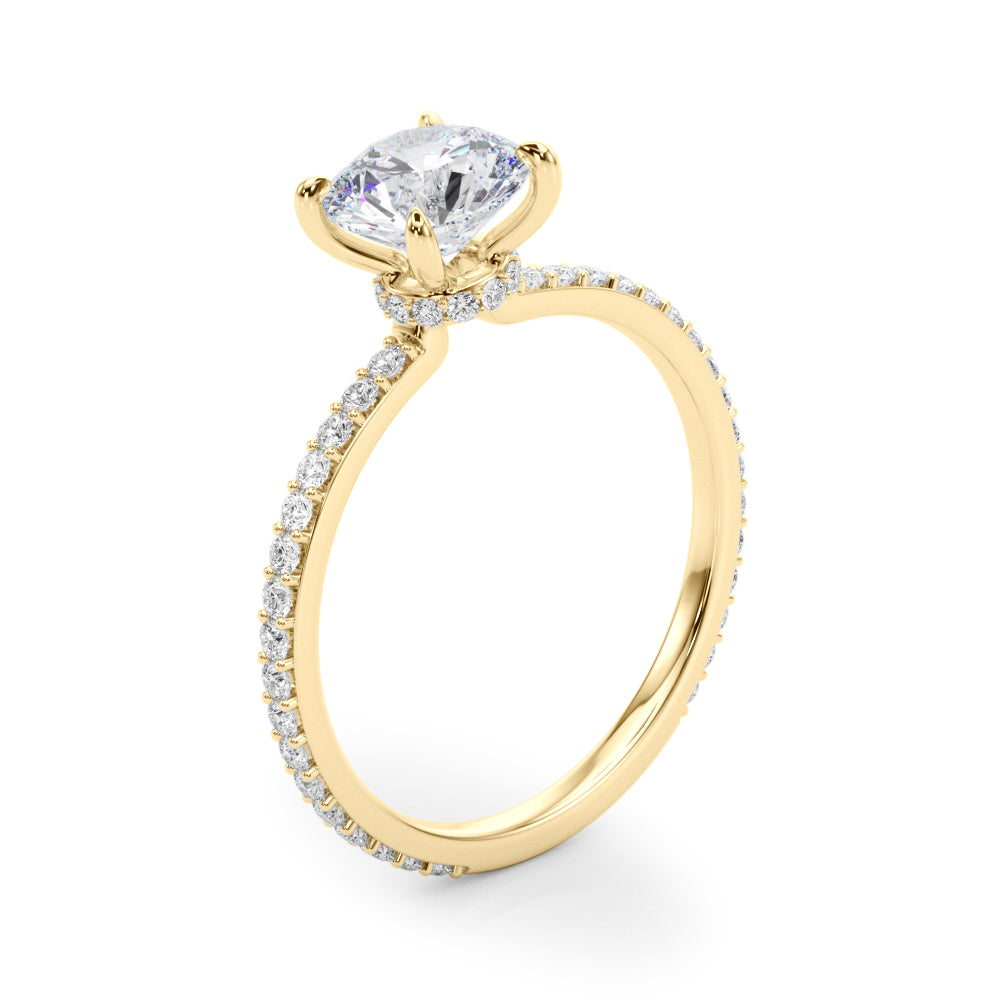Lustrous Hidden Halo Engagement Ring Round Diamond Engagement Ring in 10K/14K gold and platinum with certified lab-grown or natural diamonds