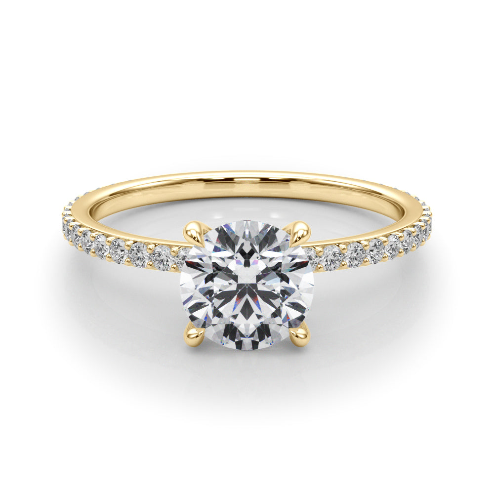 Lustrous Hidden Halo Engagement Ring Round Diamond Engagement Ring in 10K/14K gold and platinum with certified lab-grown or natural diamonds