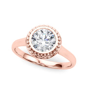 Celestial Bezel Solitaire Round Diamond Engagement Ring in 10K/14K gold and platinum with certified lab-grown or natural diamonds