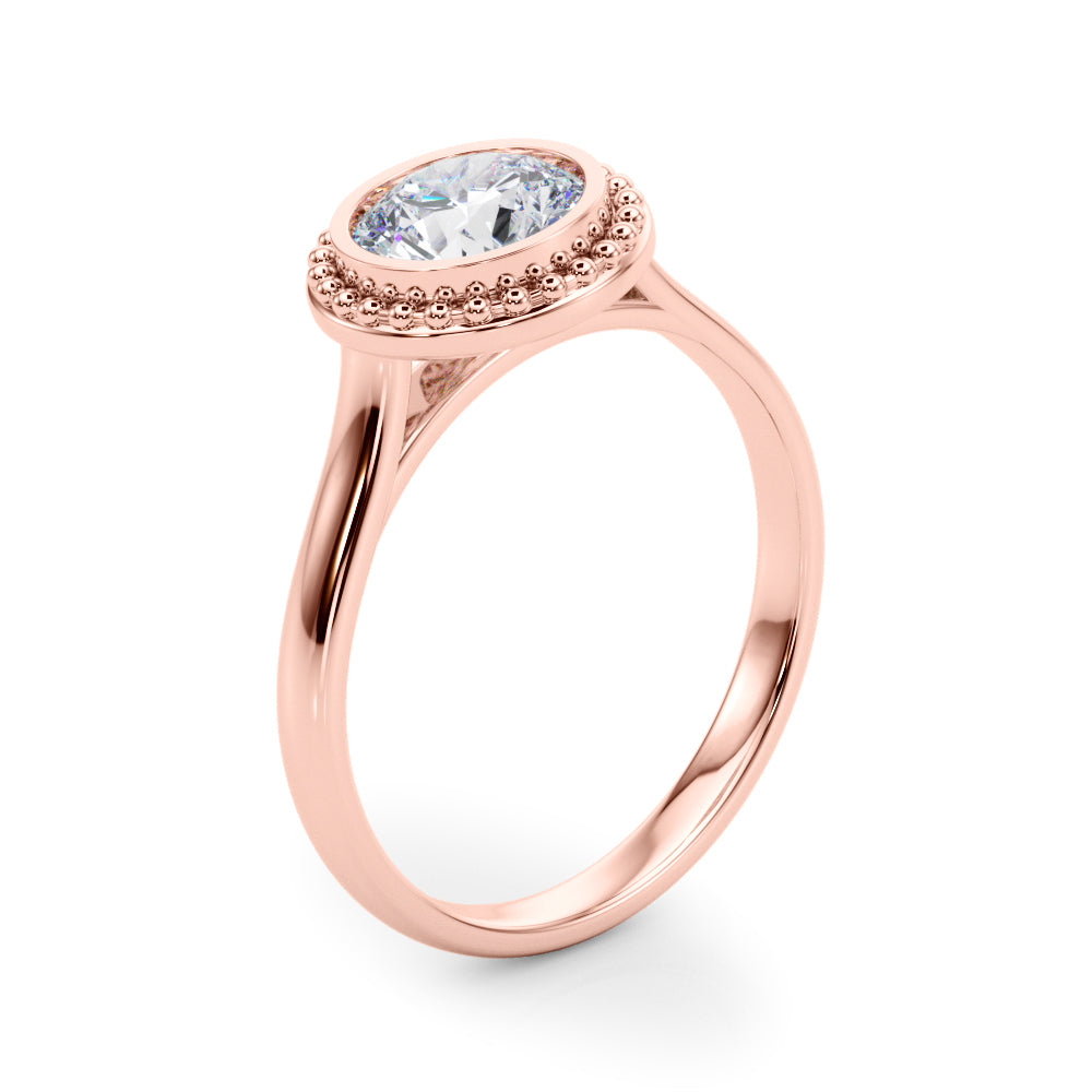 Celestial Bezel Solitaire Round Diamond Engagement Ring in 10K/14K gold and platinum with certified lab-grown or natural diamonds