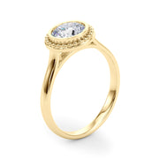 Celestial Bezel Solitaire Round Diamond Engagement Ring in 10K/14K gold and platinum with certified lab-grown or natural diamonds