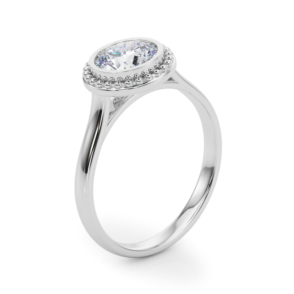 Celestial Bezel Solitaire Round Diamond Engagement Ring in 10K/14K gold and platinum with certified lab-grown or natural diamonds