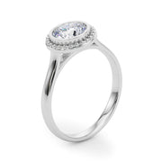 Celestial Bezel Solitaire Round Diamond Engagement Ring in 10K/14K gold and platinum with certified lab-grown or natural diamonds
