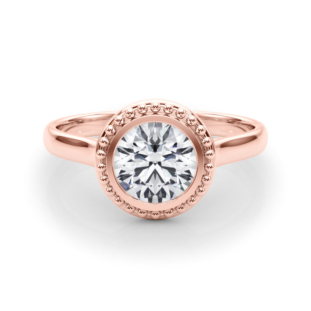 Celestial Bezel Solitaire Round Diamond Engagement Ring in 10K/14K gold and platinum with certified lab-grown or natural diamonds