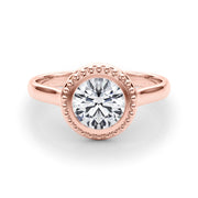 Celestial Bezel Solitaire Round Diamond Engagement Ring in 10K/14K gold and platinum with certified lab-grown or natural diamonds