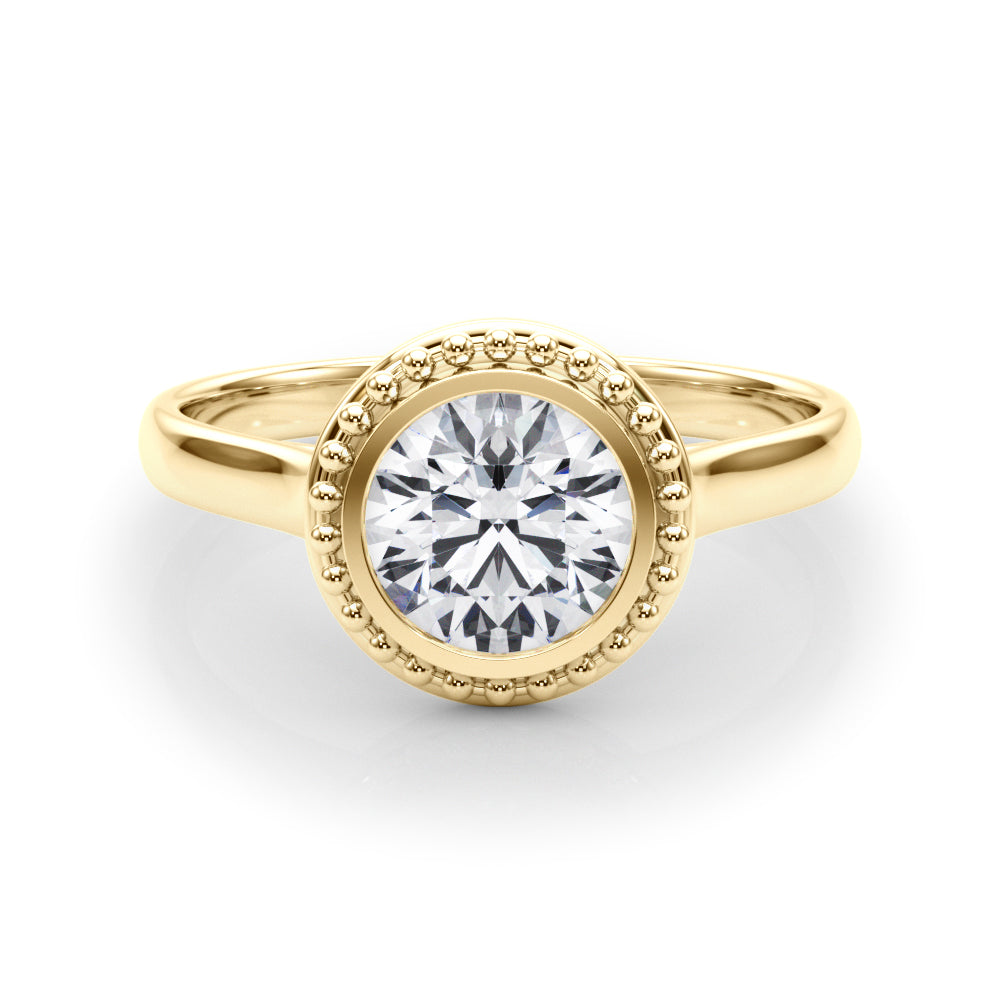 Celestial Bezel Solitaire Round Diamond Engagement Ring in 10K/14K gold and platinum with certified lab-grown or natural diamonds