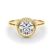 Celestial Bezel Solitaire Round Diamond Engagement Ring in 10K/14K gold and platinum with certified lab-grown or natural diamonds