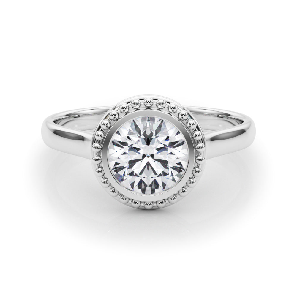 Celestial Bezel Solitaire Round Diamond Engagement Ring in 10K/14K gold and platinum with certified lab-grown or natural diamonds