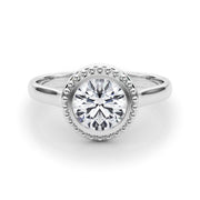 Celestial Bezel Solitaire Round Diamond Engagement Ring in 10K/14K gold and platinum with certified lab-grown or natural diamonds