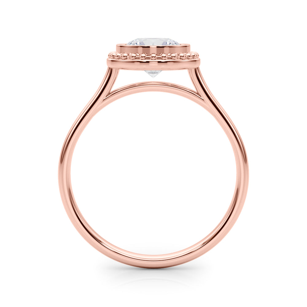 Celestial Bezel Solitaire Round Diamond Engagement Ring in 10K/14K gold and platinum with certified lab-grown or natural diamonds