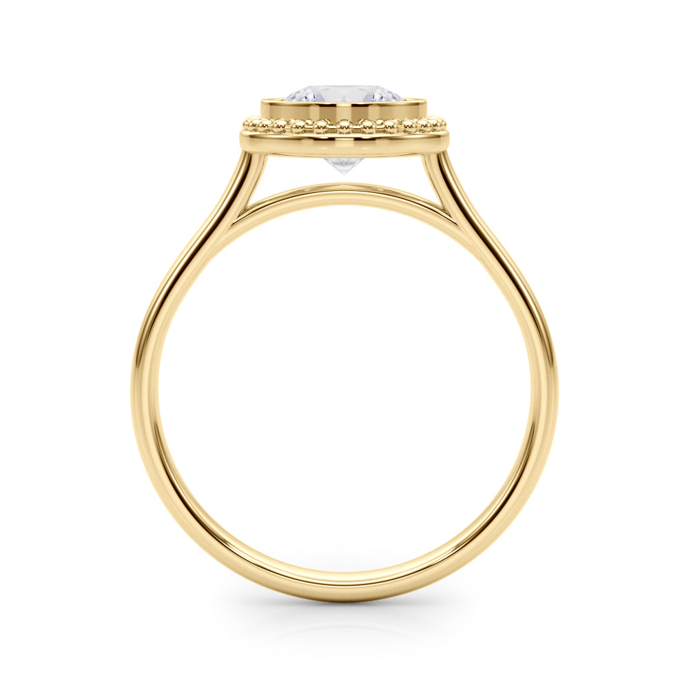 Celestial Bezel Solitaire Round Diamond Engagement Ring in 10K/14K gold and platinum with certified lab-grown or natural diamonds