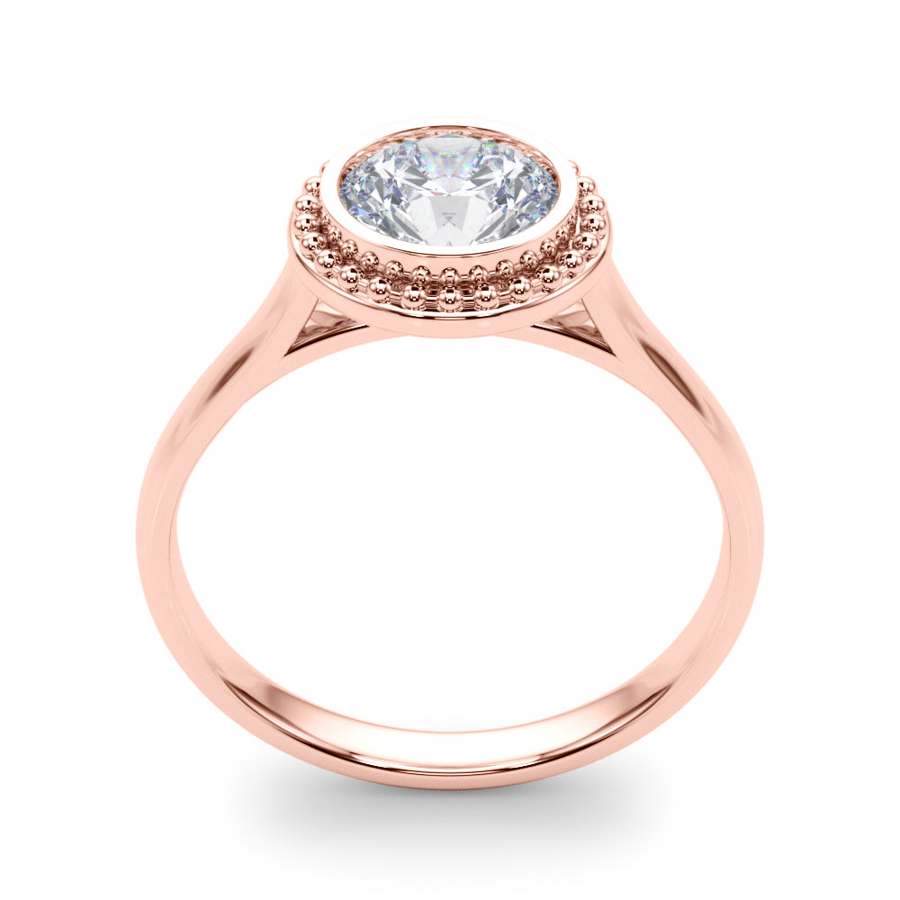 Celestial Bezel Solitaire Round Diamond Engagement Ring in 10K/14K gold and platinum with certified lab-grown or natural diamonds