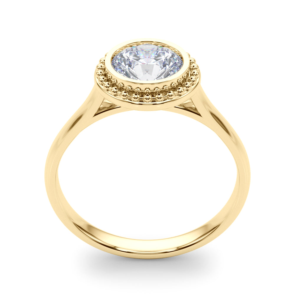 Celestial Bezel Solitaire Round Diamond Engagement Ring in 10K/14K gold and platinum with certified lab-grown or natural diamonds