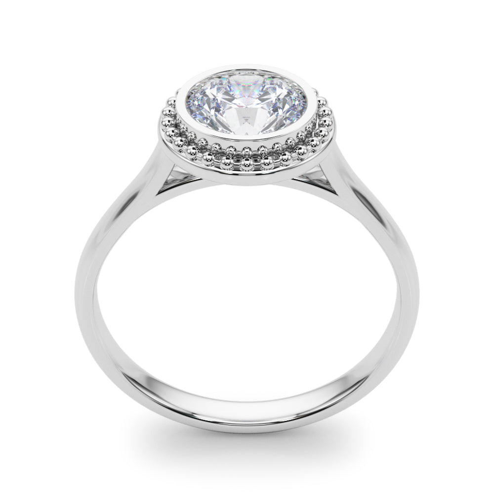 Celestial Bezel Solitaire Round Diamond Engagement Ring in 10K/14K gold and platinum with certified lab-grown or natural diamonds