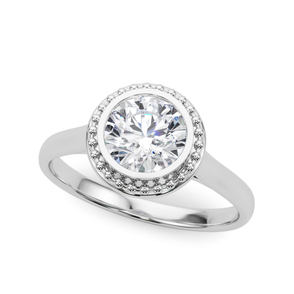 Celestial Bezel Solitaire Round Diamond Engagement Ring in 10K/14K gold and platinum with certified lab-grown or natural diamonds