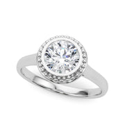 Celestial Bezel Solitaire Round Diamond Engagement Ring in 10K/14K gold and platinum with certified lab-grown or natural diamonds