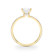 Refined Hidden Halo Cut Center Single Row Princess Diamond Engagement Ring in 10K/14K gold and platinum with certified lab-grown or natural diamonds