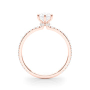 Iconic Hidden Halo Center Single Row Pear Diamond Engagement Ring in 10K/14K gold and platinum with certified lab-grown or natural diamonds