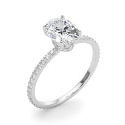 Signature Hidden Halo Center Single Row Oval Diamond Engagement Ring in 10K/14K gold and platinum with certified lab-grown or natural diamonds