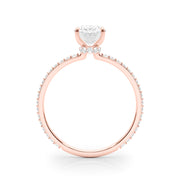 Signature Hidden Halo Center Single Row Oval Diamond Engagement Ring in 10K/14K gold and platinum with certified lab-grown or natural diamonds