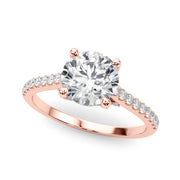 Dazzling Center Round Diamond Engagement Ring in 10K/14K gold and platinum with certified lab-grown or natural diamonds