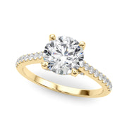 Dazzling Center Round Diamond Engagement Ring in 10K/14K gold and platinum with certified lab-grown or natural diamonds