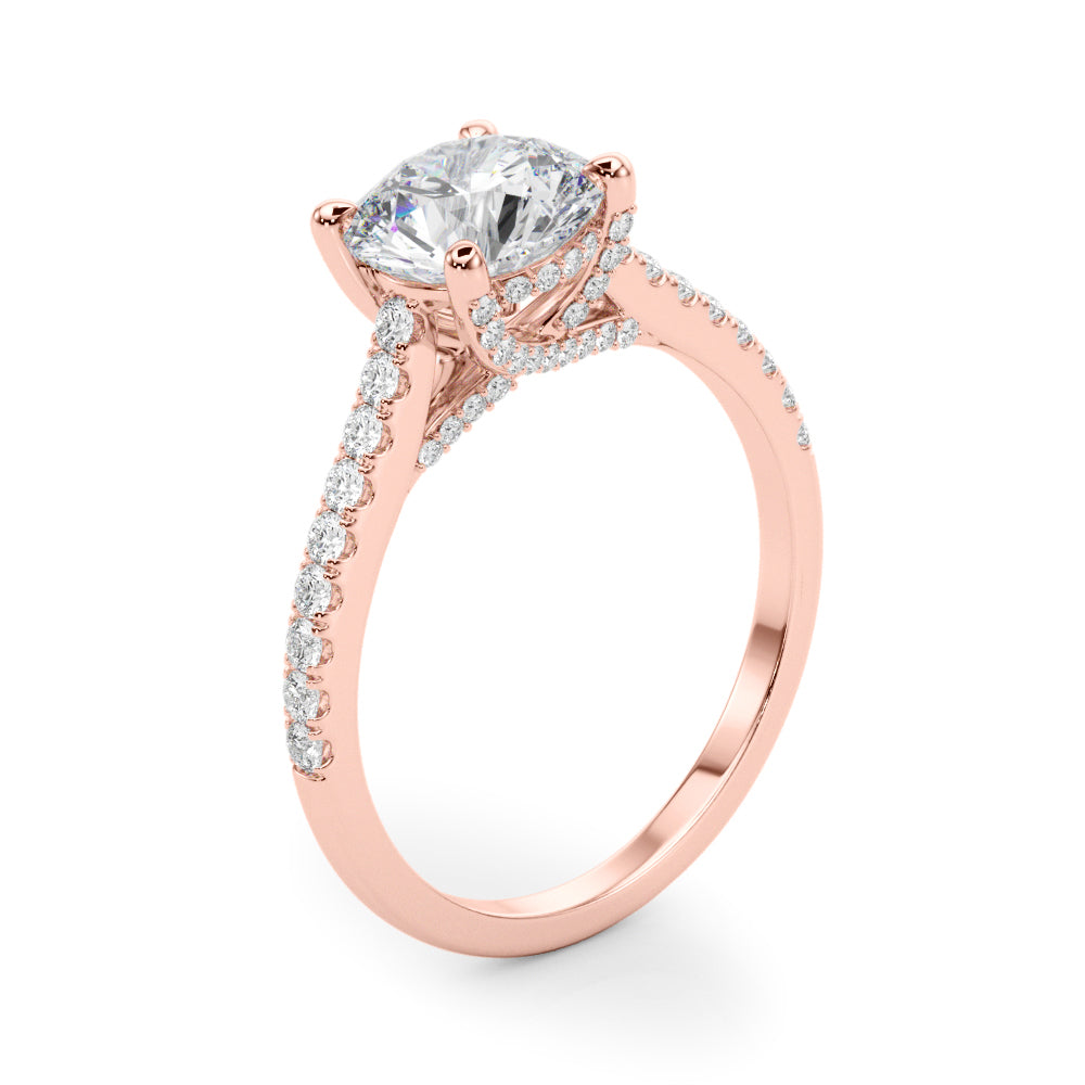 Dazzling Center Round Diamond Engagement Ring in 10K/14K gold and platinum with certified lab-grown or natural diamonds