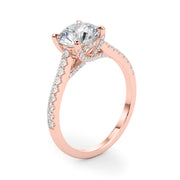 Dazzling Center Round Diamond Engagement Ring in 10K/14K gold and platinum with certified lab-grown or natural diamonds