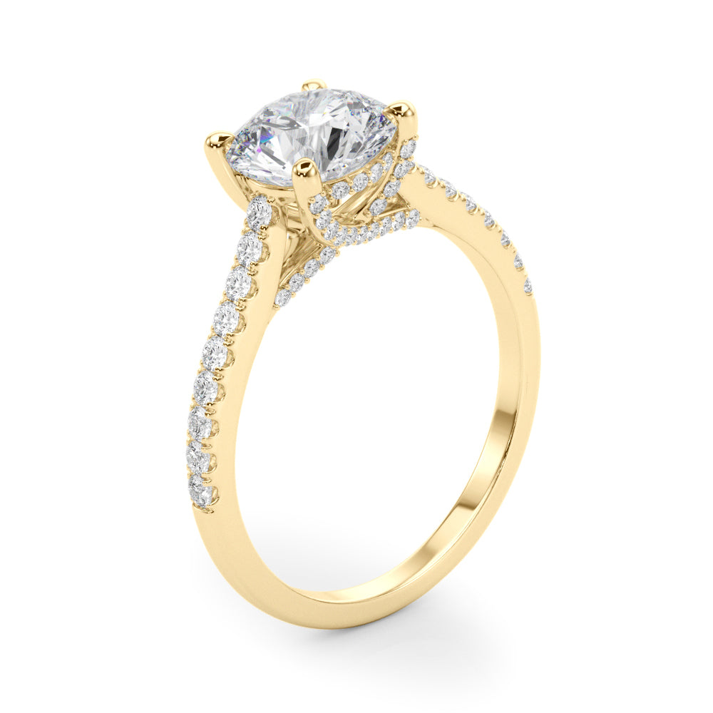 Dazzling Center Round Diamond Engagement Ring in 10K/14K gold and platinum with certified lab-grown or natural diamonds