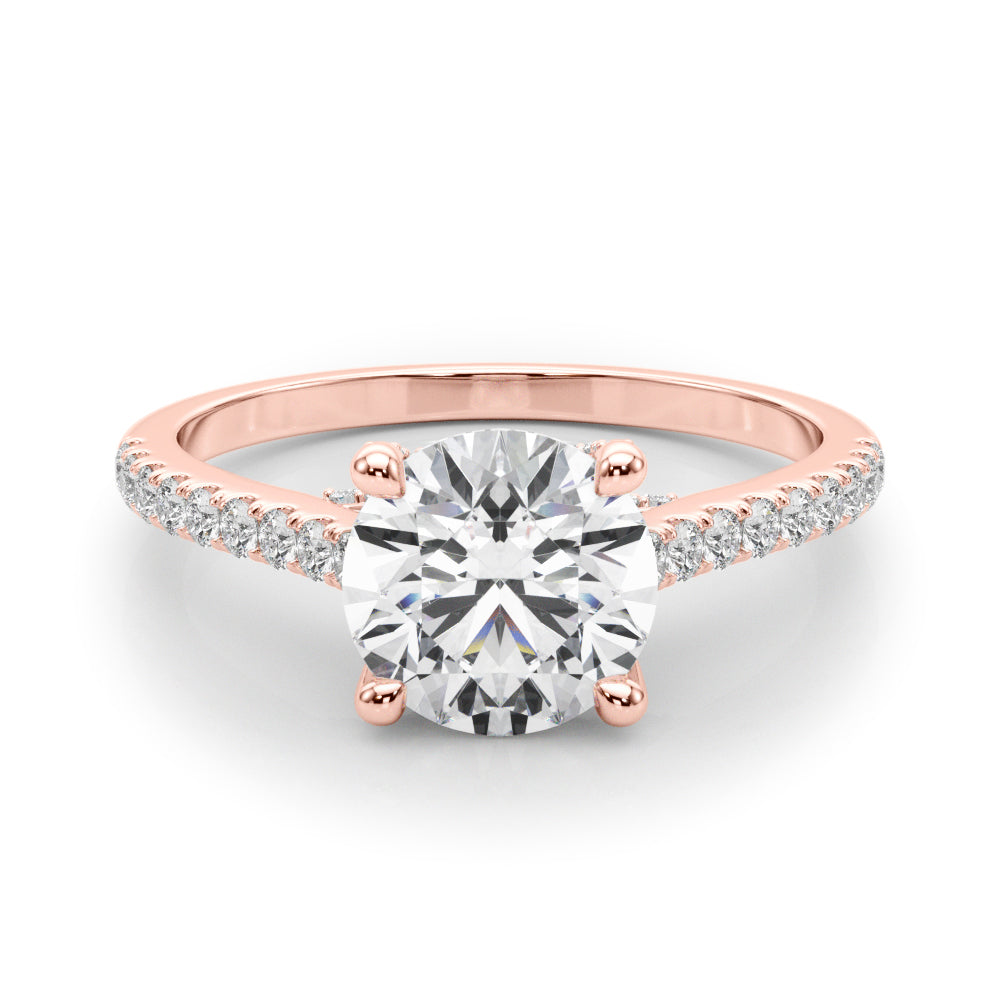 Dazzling Center Round Diamond Engagement Ring in 10K/14K gold and platinum with certified lab-grown or natural diamonds