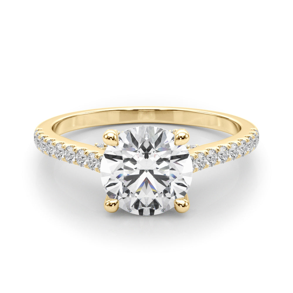 Dazzling Center Round Diamond Engagement Ring in 10K/14K gold and platinum with certified lab-grown or natural diamonds