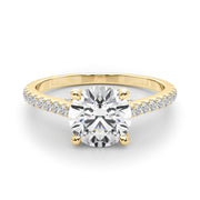Dazzling Center Round Diamond Engagement Ring in 10K/14K gold and platinum with certified lab-grown or natural diamonds