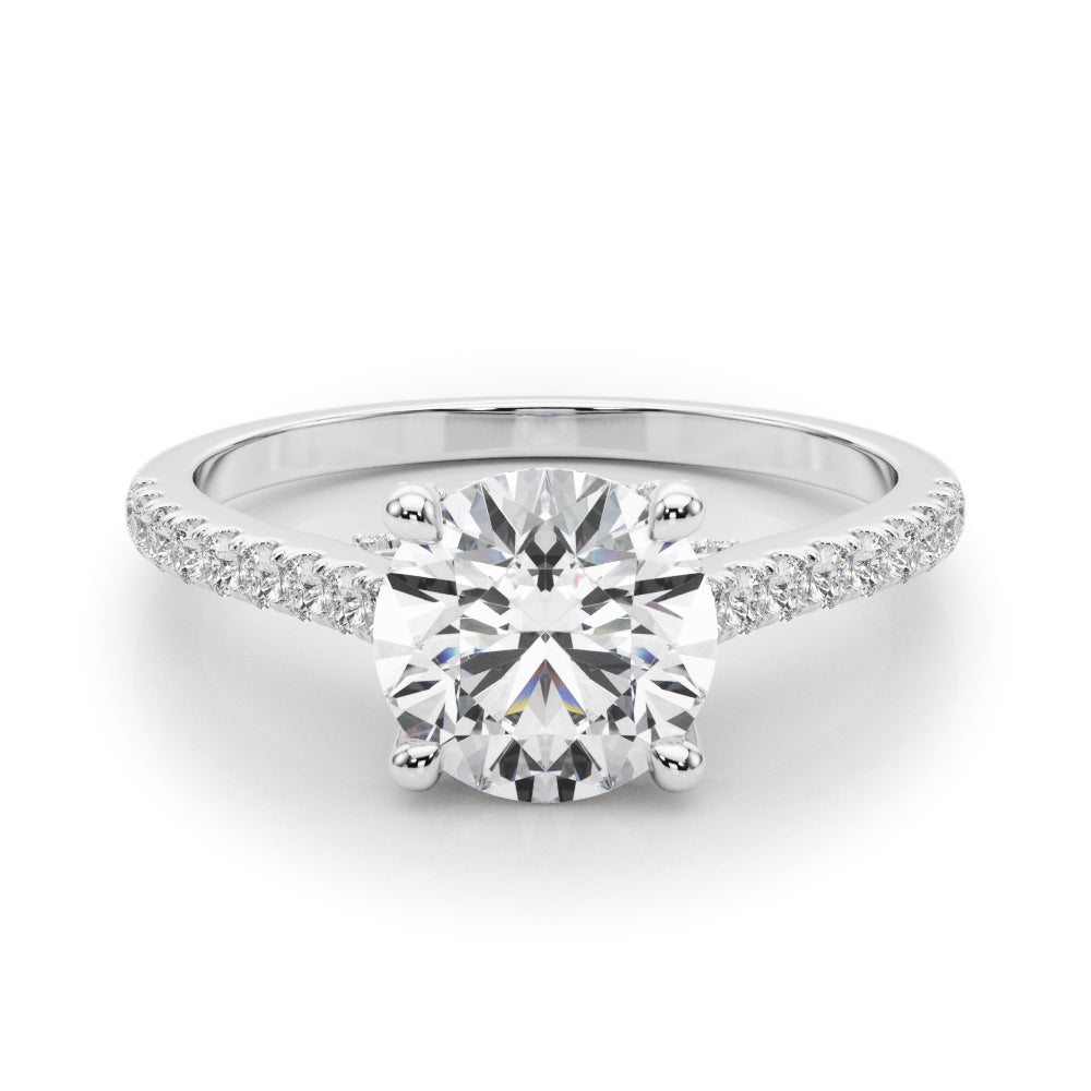 Dazzling Center Round Diamond Engagement Ring in 10K/14K gold and platinum with certified lab-grown or natural diamonds