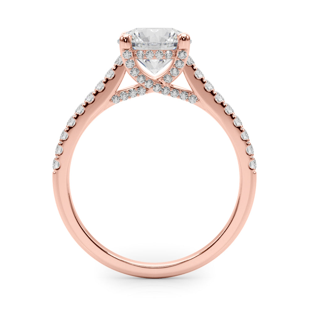 Dazzling Center Round Diamond Engagement Ring in 10K/14K gold and platinum with certified lab-grown or natural diamonds