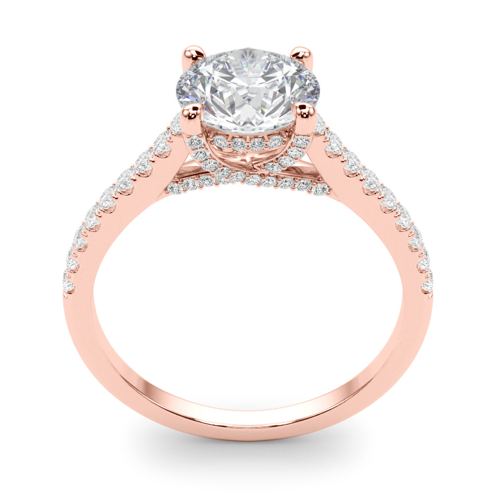 Dazzling Center Round Diamond Engagement Ring in 10K/14K gold and platinum with certified lab-grown or natural diamonds