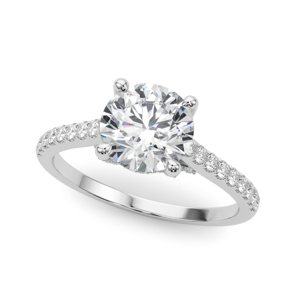 Dazzling Center Round Diamond Engagement Ring in 10K/14K gold and platinum with certified lab-grown or natural diamonds