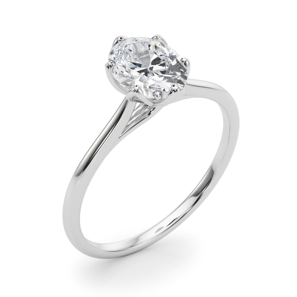 Regal Solitaire Oval Diamond Engagement Ring in 10K/14K gold and platinum with certified lab-grown or natural diamonds