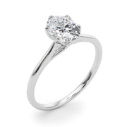 Regal Solitaire Oval Diamond Engagement Ring in 10K/14K gold and platinum with certified lab-grown or natural diamonds
