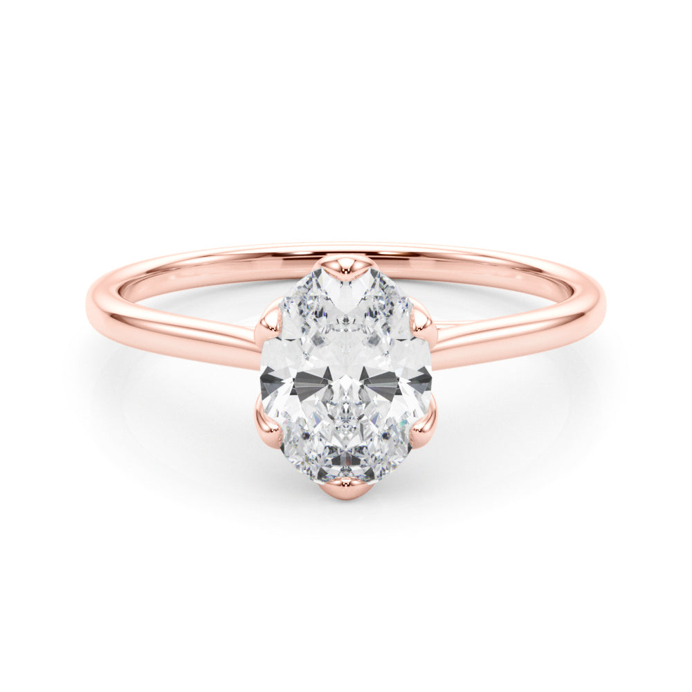 Regal Solitaire Oval Diamond Engagement Ring in 10K/14K gold and platinum with certified lab-grown or natural diamonds