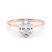 Regal Solitaire Oval Diamond Engagement Ring in 10K/14K gold and platinum with certified lab-grown or natural diamonds