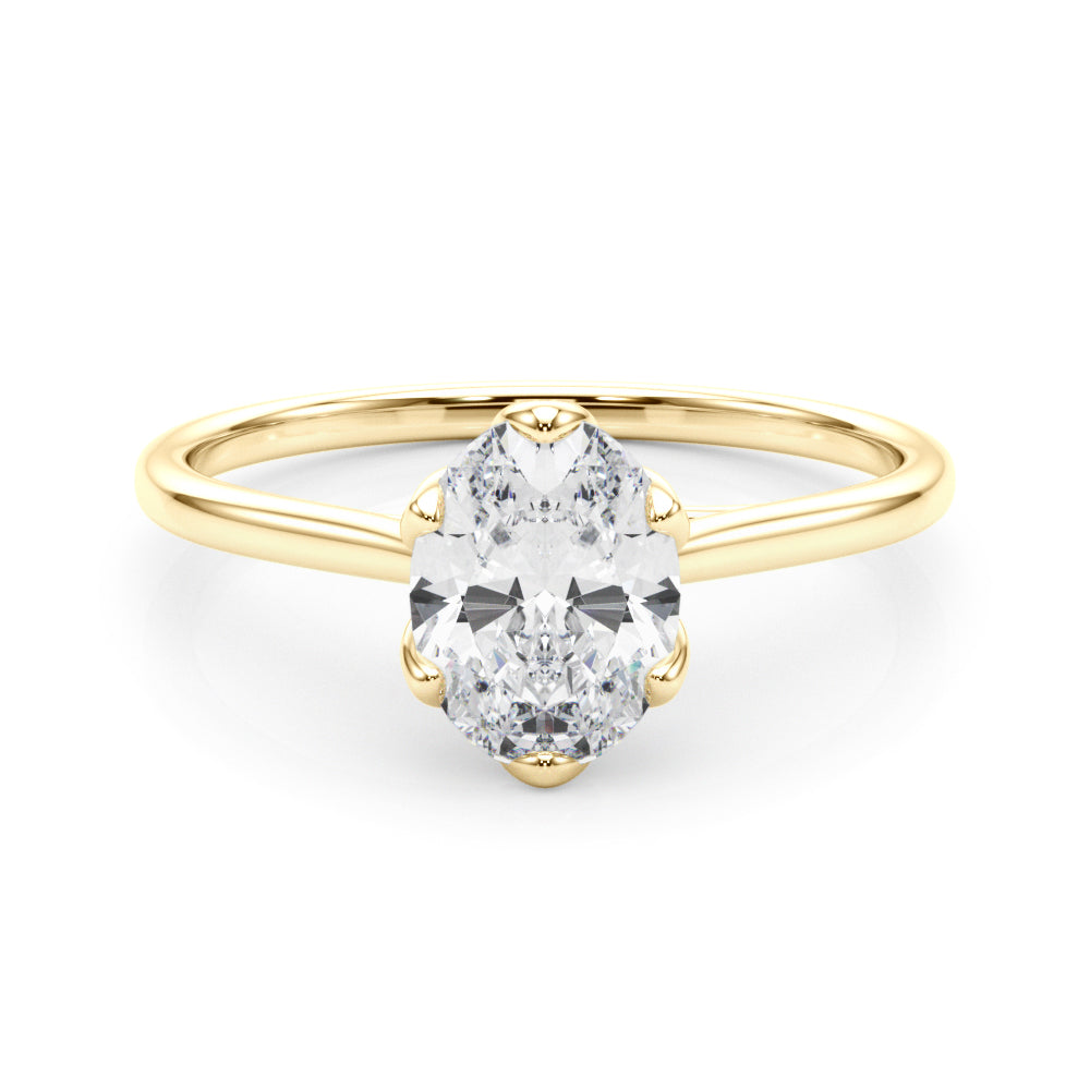 Regal Solitaire Oval Diamond Engagement Ring in 10K/14K gold and platinum with certified lab-grown or natural diamonds
