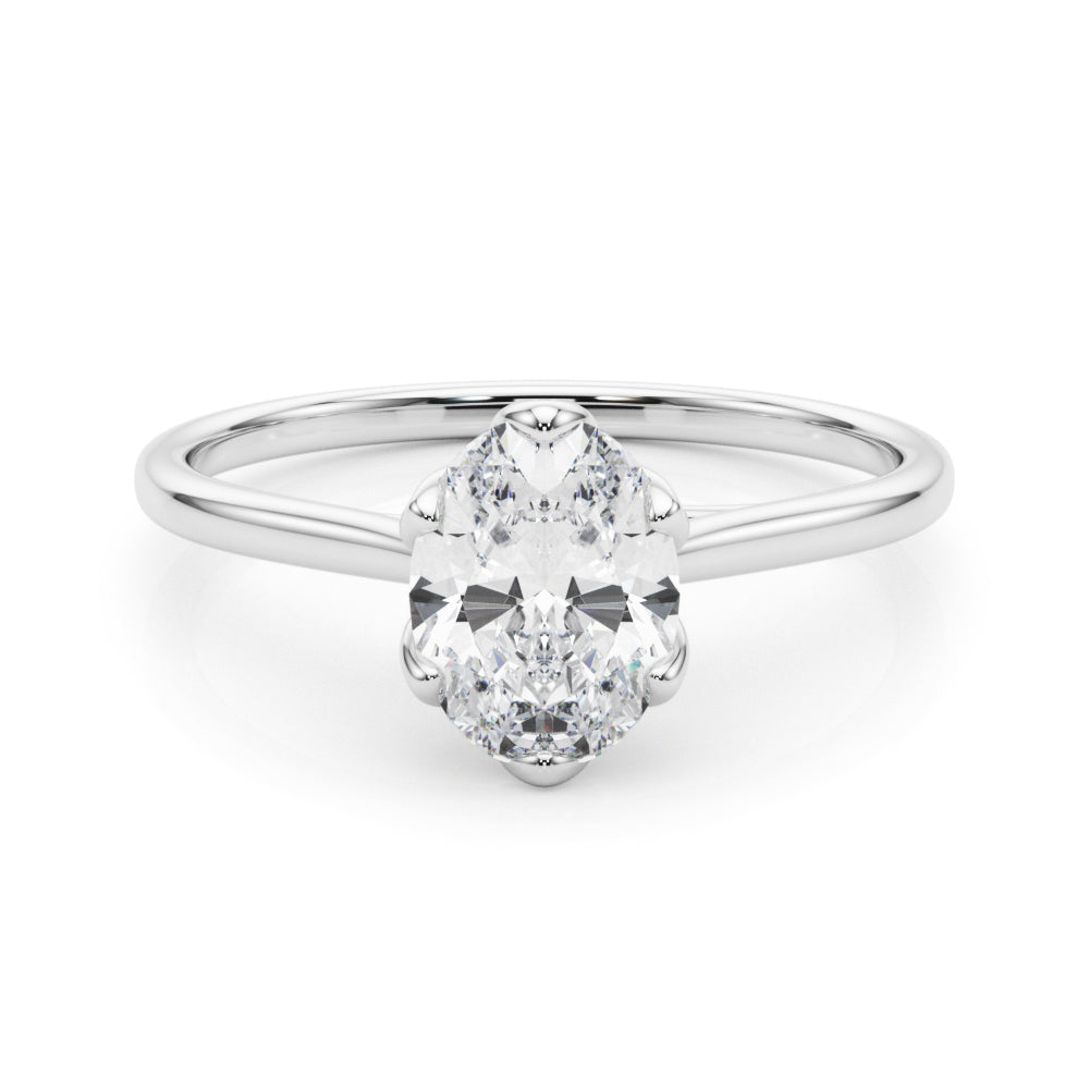 Regal Solitaire Oval Diamond Engagement Ring in 10K/14K gold and platinum with certified lab-grown or natural diamonds