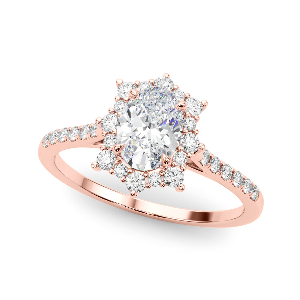 Splendid Fashion Ring Oval Diamond Engagement Ring in 10K/14K gold and platinum with certified lab-grown or natural diamonds