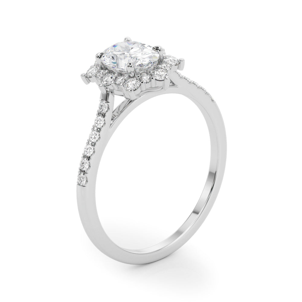 Splendid Fashion Ring Oval Diamond Engagement Ring in 10K/14K gold and platinum with certified lab-grown or natural diamonds