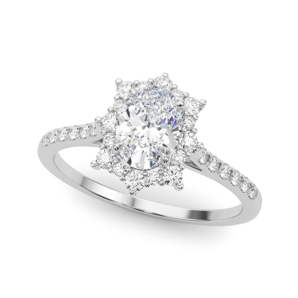 Splendid Fashion Ring Oval Diamond Engagement Ring in 10K/14K gold and platinum with certified lab-grown or natural diamonds