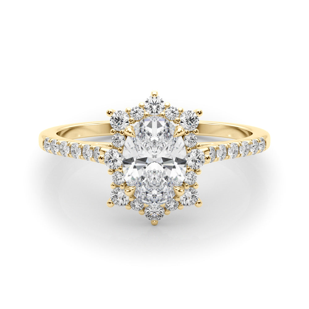 Splendid Fashion Ring Oval Diamond Engagement Ring in 10K/14K gold and platinum with certified lab-grown or natural diamonds