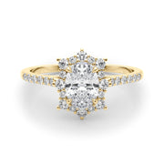 Splendid Fashion Ring Oval Diamond Engagement Ring in 10K/14K gold and platinum with certified lab-grown or natural diamonds