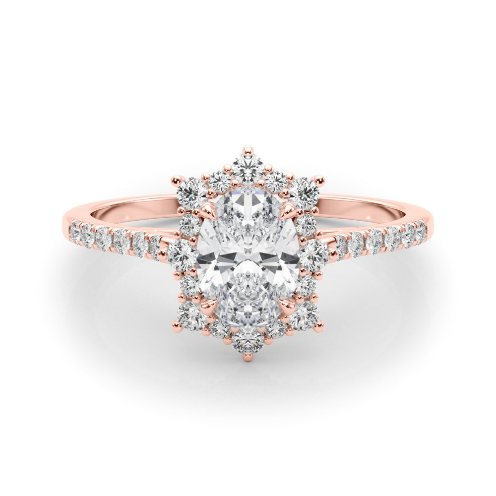 Splendid Fashion Ring Oval Diamond Engagement Ring in 10K/14K gold and platinum with certified lab-grown or natural diamonds